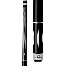 Players C-807 Pool Cue   Smoke Grey Maple, Black/White 4-Point Graphic, 18  21 oz
