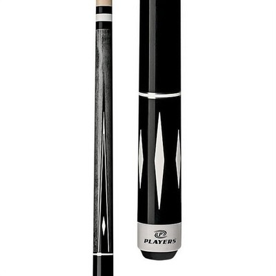 Players C-807 Pool Cue   Smoke Grey Maple, Black/White 4-Point Graphic, 18 21 oz