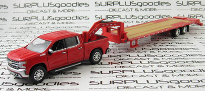Auto World 1:64 Red 2019 CHEVROLET SILVERADO LTZ Z71 Pickup w/Gooseneck Trailer