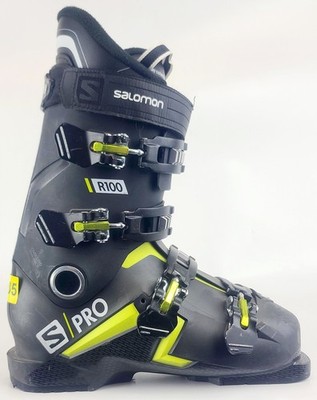 Used $600 Men's Salomon S/Pro R100 Ski Boots Black/Yellow Sizes 7 8 9 10 11