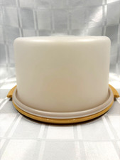 VTG Tupperware Harvest Złoty nośnik do ciasta z przezroczystą pokrywką, #683-8 i 684-8, 10"x6"