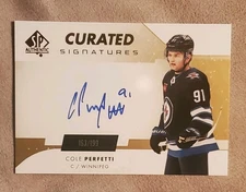 Cole Perfetti 2022-23 UD SP Authentic Curated Signatures Auto /199 #SPC-CP WPG