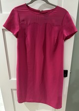 Ann Taylor Dress 8 Pink Short Sleeve Stretch Sheath Career Church Washable
