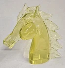 Signed 1950s Murano Licio Zanetti Vaseline Glass Horse Sculpture