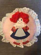 VTG Handmade Raggedy Ann Character 14  Plush Throw Pillow  L K  