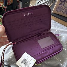 Vera Bradley Zip-Around Wallet Purple Multicolor Floral Zipper Credit Card