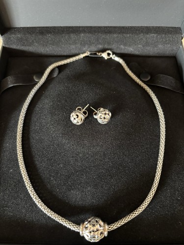 Charles Krypell Signed Silver Necklace & Earrings Jewelry Set