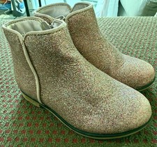 Cat Jack Pink Glitter Ankle Booties Girls Size 8 Sparkle Dress Boots