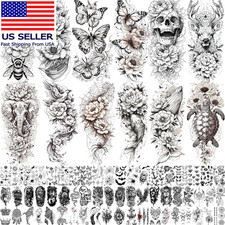 71 Sheets Rose Peony Flower Temporary Tattoos for Women Adults, Black Florals Ha