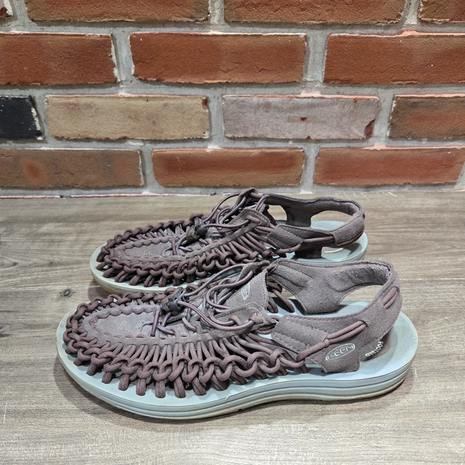 Sandali Keen Uneek slip on escursionismo sport corda velocità pizzo marrone grigio uomo taglia 9