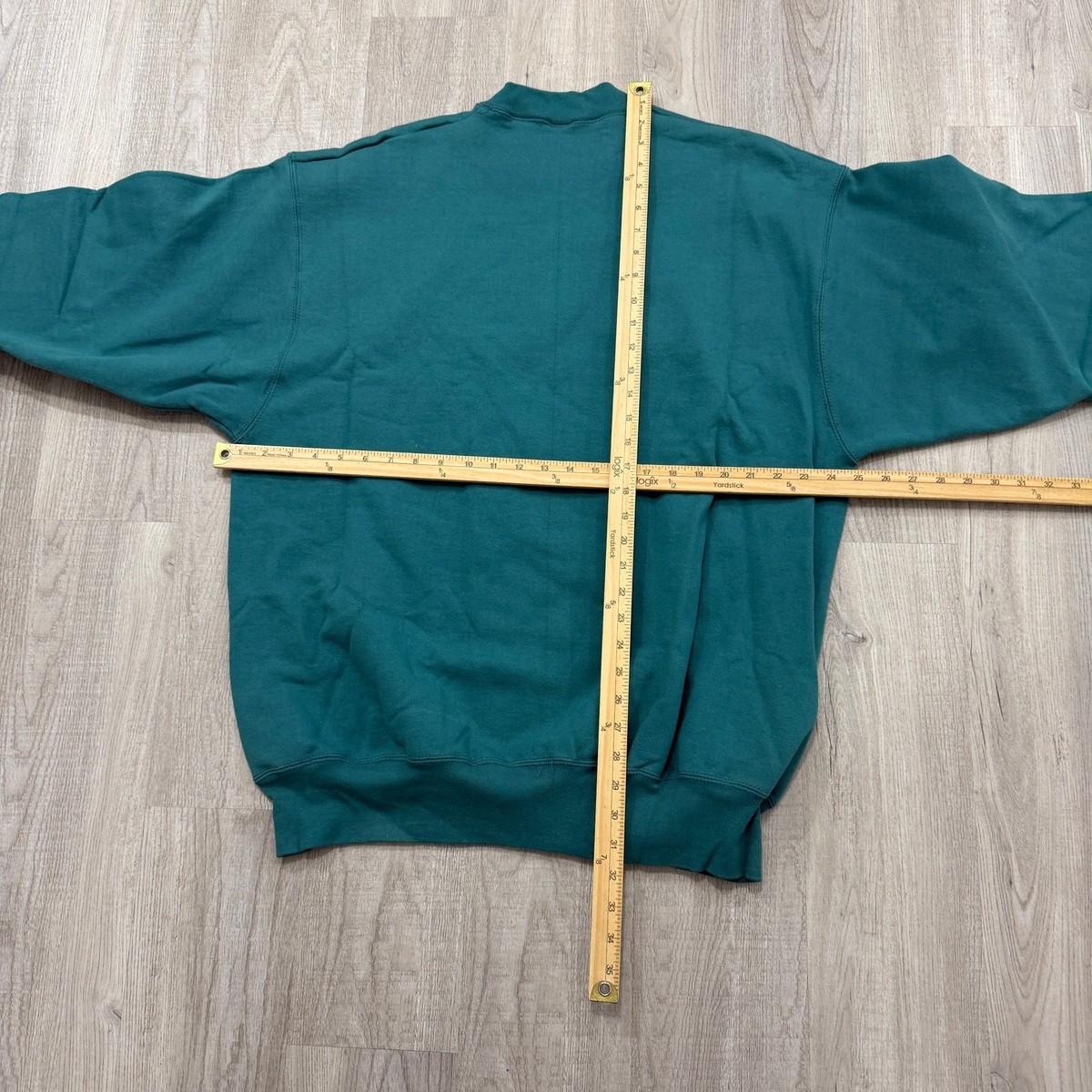 Vintage Fruit of The Loom Sweatshirt Extra Large Teal Green Crewneck Blank 90s View 6