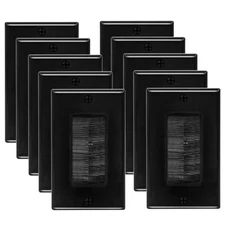 10 Pack Brush Wall Plate Single Gang Wall Plate Cable Pass Through for Low Vo...