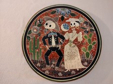 Javier Ramos Lucano Tonala Mexico Day of Dead  Hand Painted Folk Art Plate RARE 