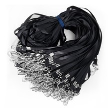 100 Pack Heavy-Duty Bulk Lanyards Black Nylon Flat 36 Inch Swivel Hook Badge