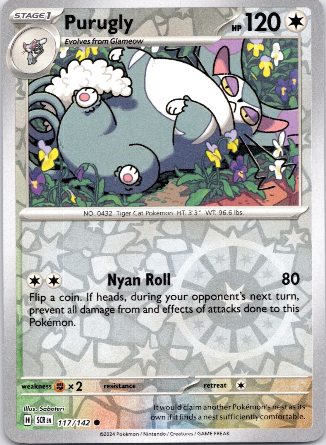 Purugly Common SV07: Stellar Crown 117/142 NM