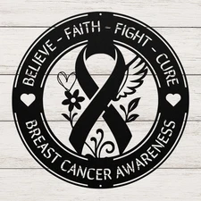 Custom Breast Cancer Awareness Metal Sign Pink Ribbon Wall Art Gift Home Decor