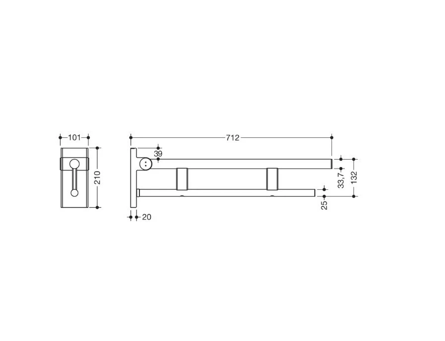HEWI 900.50.40240 Stützklappgriff Duo Edelstahl verchromt 700 mm - Bild 3 von 4