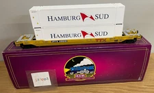 MTH 20-95172 TTX Husky Stack Car O Scale Train Hamburg Sud Intermodal Containers