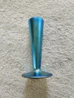 Carder Eva Steuben Blue Aurena Small Bud Vase Footed Base Thick Mold 1900's