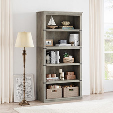 5 Tier Bookcase, Farmhouse Book Shelf with Storage, 67.4 Inch Tall Open Display