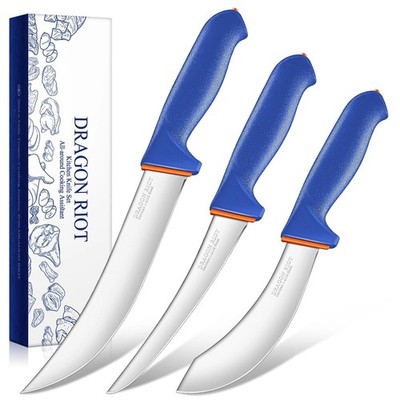 DRAGON RIOT 3 Pcs Butcher Knives Set, Meat Processing Knife Set for Brisket T...