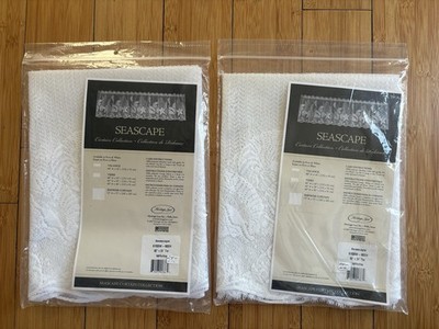 2 Vintage HERITAGE LACE White Tier Curtains 60'' x 24  Seascape Cottage
