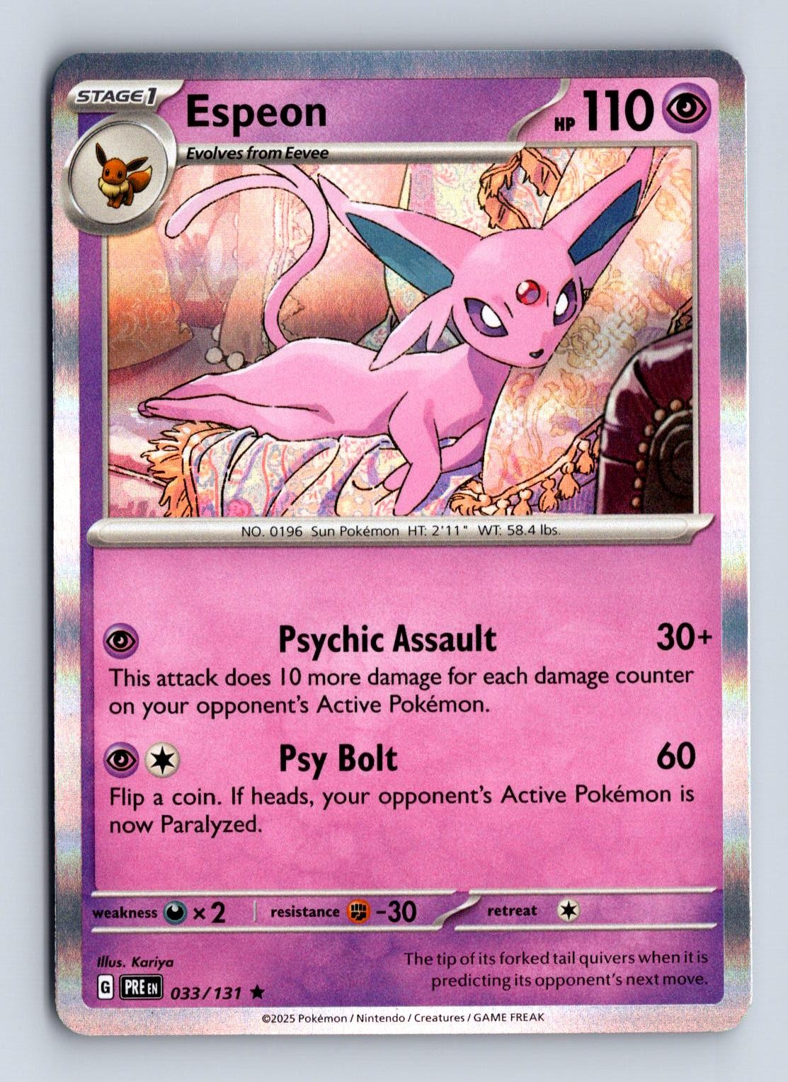 Espeon 033/131 Holo R Prismatic Evolutions Pokemon Holo NM/M