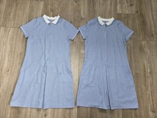 Nutmeg Girls Blue Gingham School Dresses X 2  Age 12-13 Years VGC