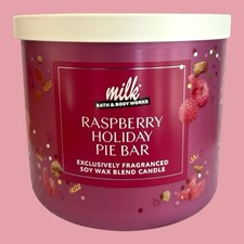 Bath Body Works Milk Bar Raspberry Holiday Pie Bar Candle Large 3-Wick