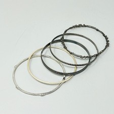 Mixed Metal Bangle Bracelet Set Stackable Silver Gold Gunmetal Boho 5 Piece
