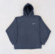 Vintage 90s Nike Mens L Faded Black Pullover Hoodie Sweatshirt Swoosh