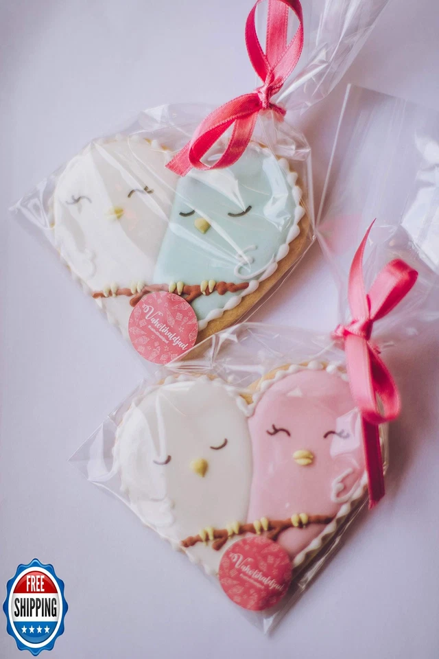 Bolsas de celofán de plástico transparente púrpura Q Crafts con lazos de 4" de color para Foto 3 de 4