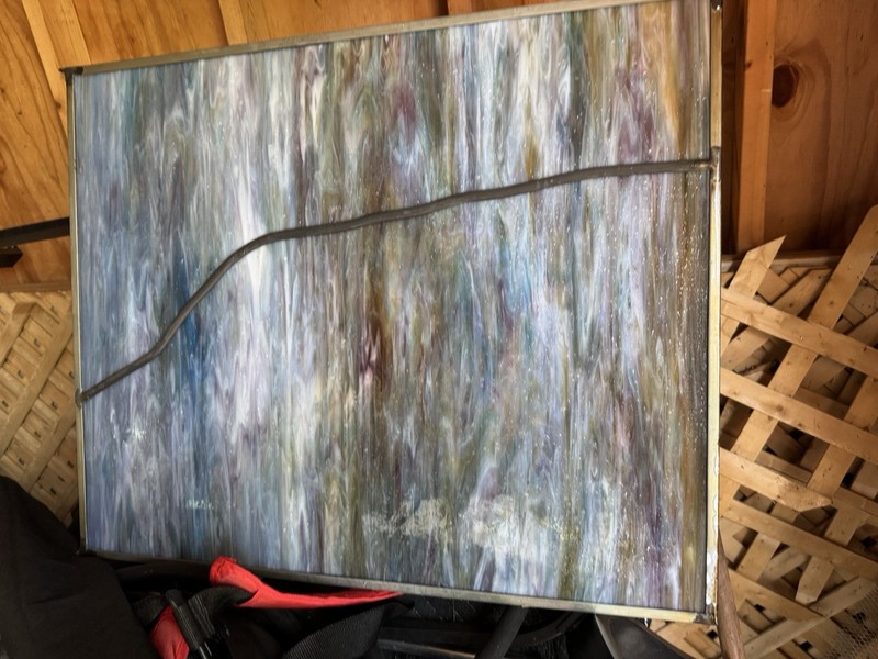 Framed Abstract Painting Wall Art Gray Blue White Multicolor Single Piece