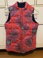 Lilly Pulitzer Reversible Girls L/12-14 Puffer Down Full Zip Vest floral/fleece