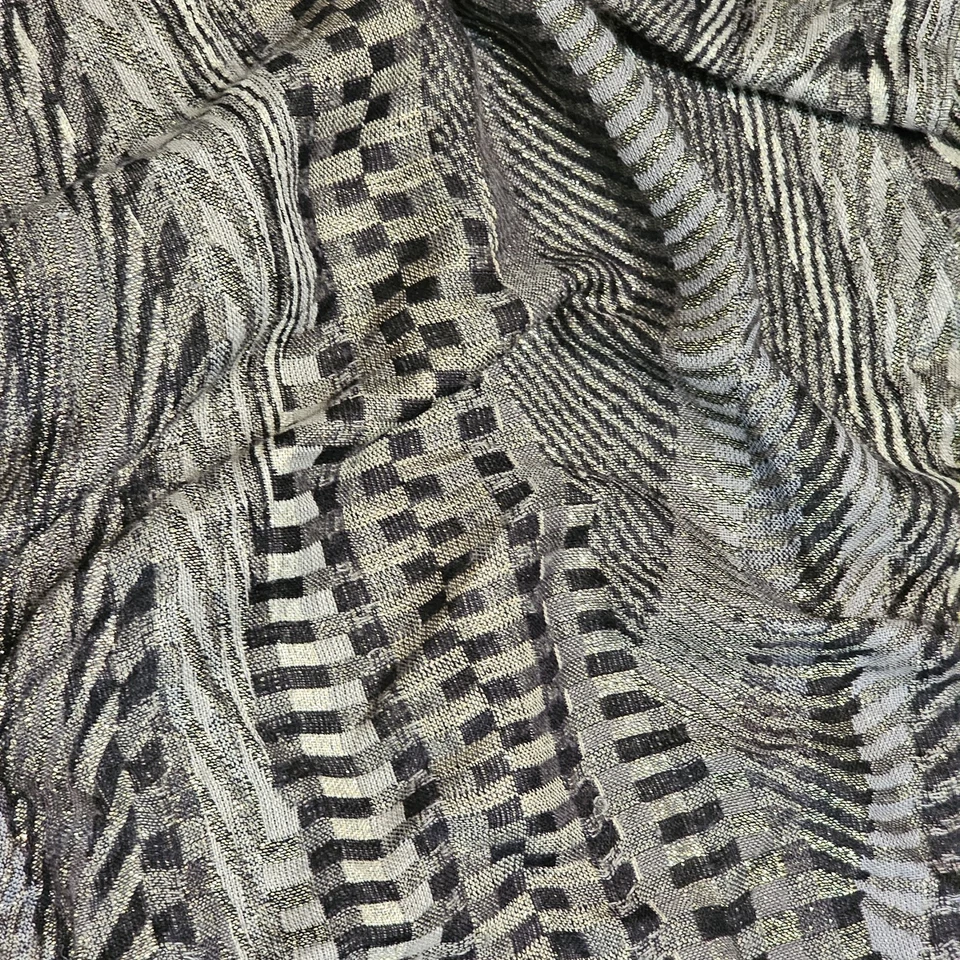 CollectionEighteen Shawl Wrap Scarf Black Gray Metallic Checkered 21"x66" - Image 2 of 4