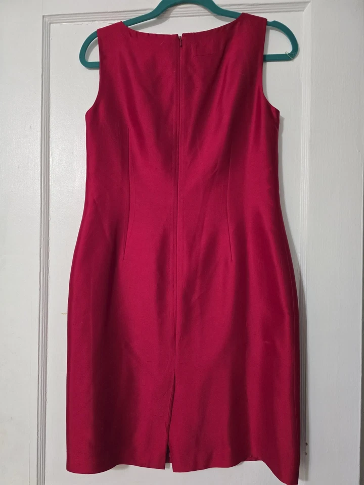Talbots Pure Silk Sleeveless Red Sheath Dress Women's Size 6P Petite Formal  - Image 2 of 4