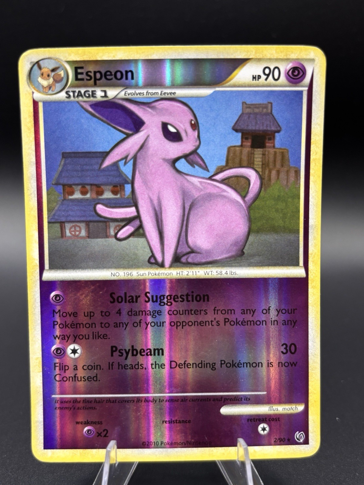 Pokemon TCG Espeon 2/90 Undaunted Reverse Holo Holo Rare English 2010 LP