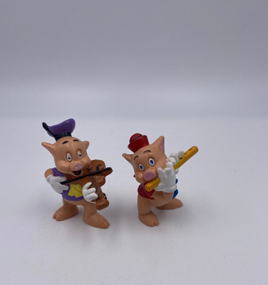 Vintage Disney Bullyland 2 Three Little Pigs PVC Plastic Handpainted Figures