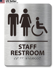 ADA-Compliant Employee Only Restroom Sign with Braille – Modern 6" W X 8" H