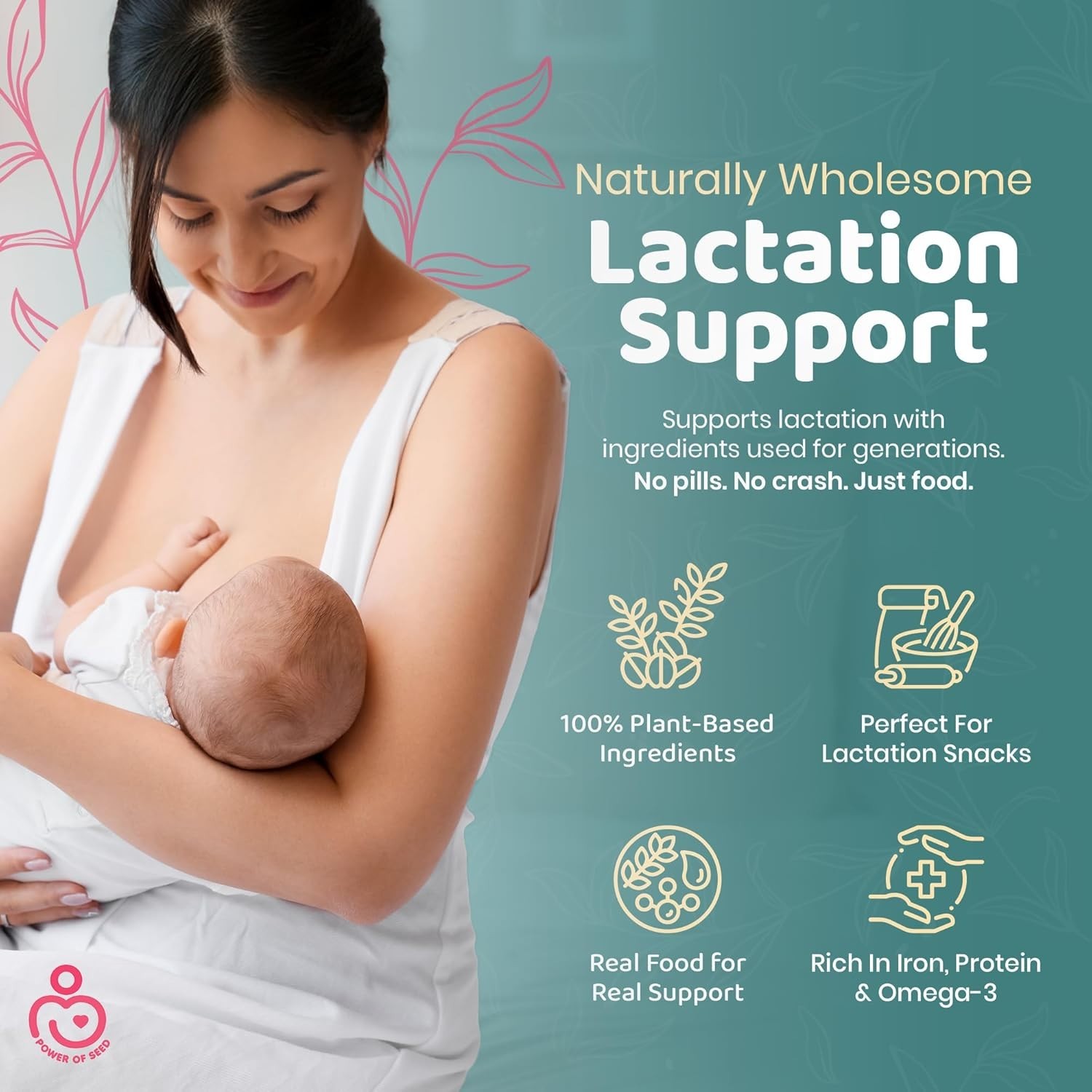 Milkrush Lactation Support for Breastfeeding - Oats Seeds & Almond Lactation Dri