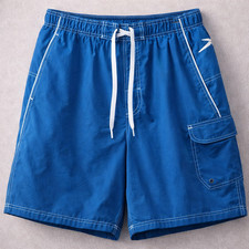 Speedo Swim Trunks Mens Large Blue Cargo Board Shorts Mesh Lined Beach
