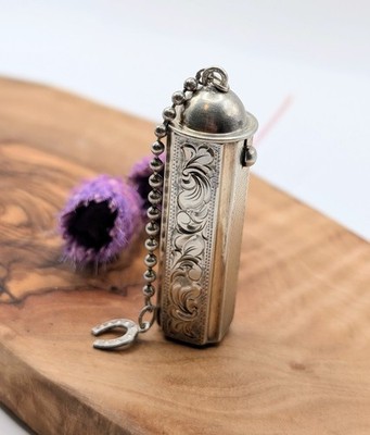 Antikes Lippenstift Etui 835 Silber Jugendstil Chatelaine Anhänger Dose
