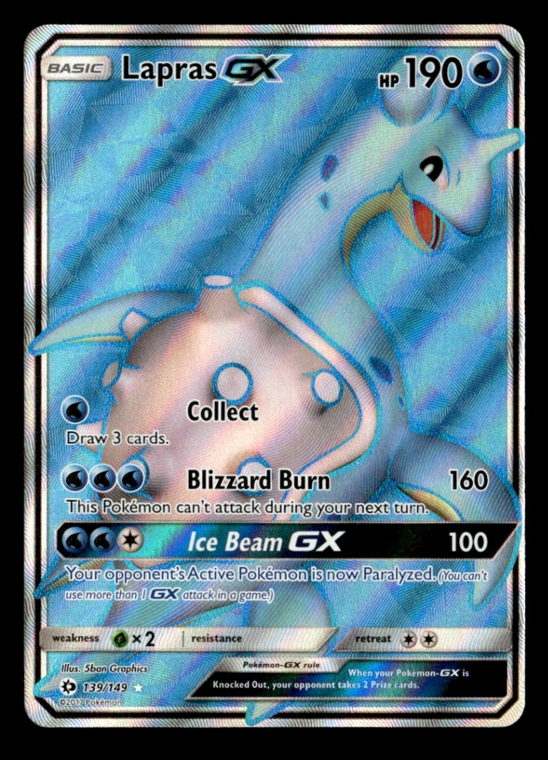 Lapras GX (Full Art) Ultra Rare Holofoil SM Base Set 139/149 NM Pokémon TCG