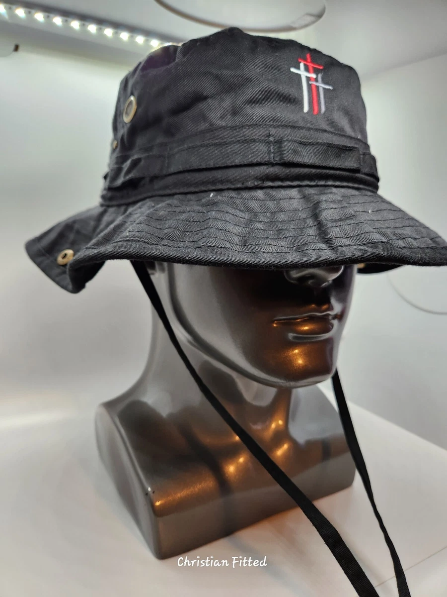 Christian Fitted Cross Black Bucket Hat Hip Hop Cap Hat Men Women Scripture  Era