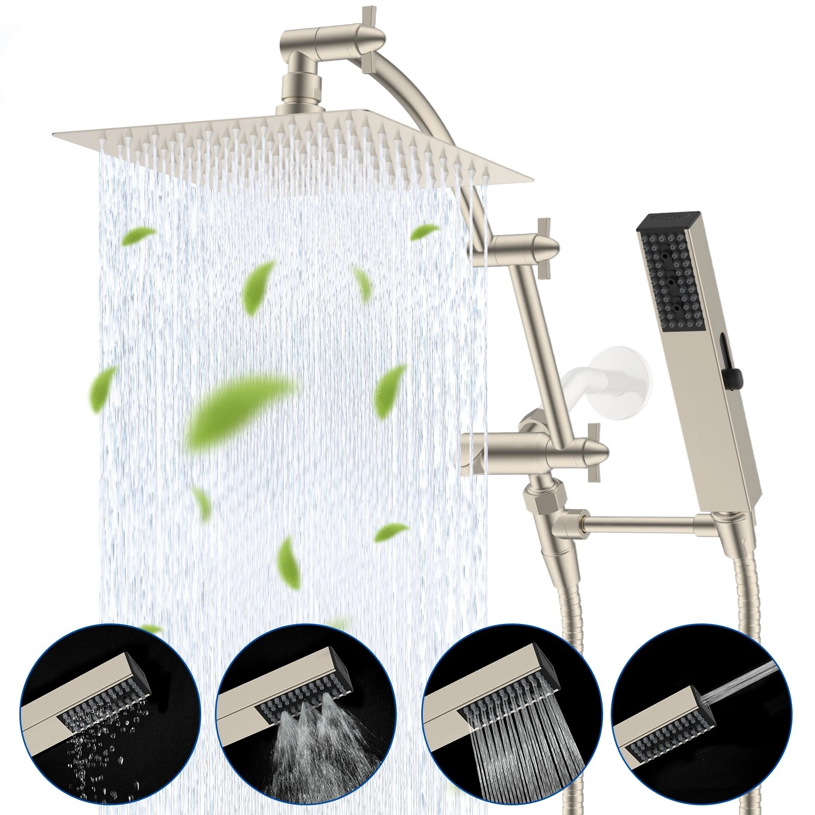 8'' Rainfall Shower Head Shower Head Combo High Pressure Handheld Shower Wand