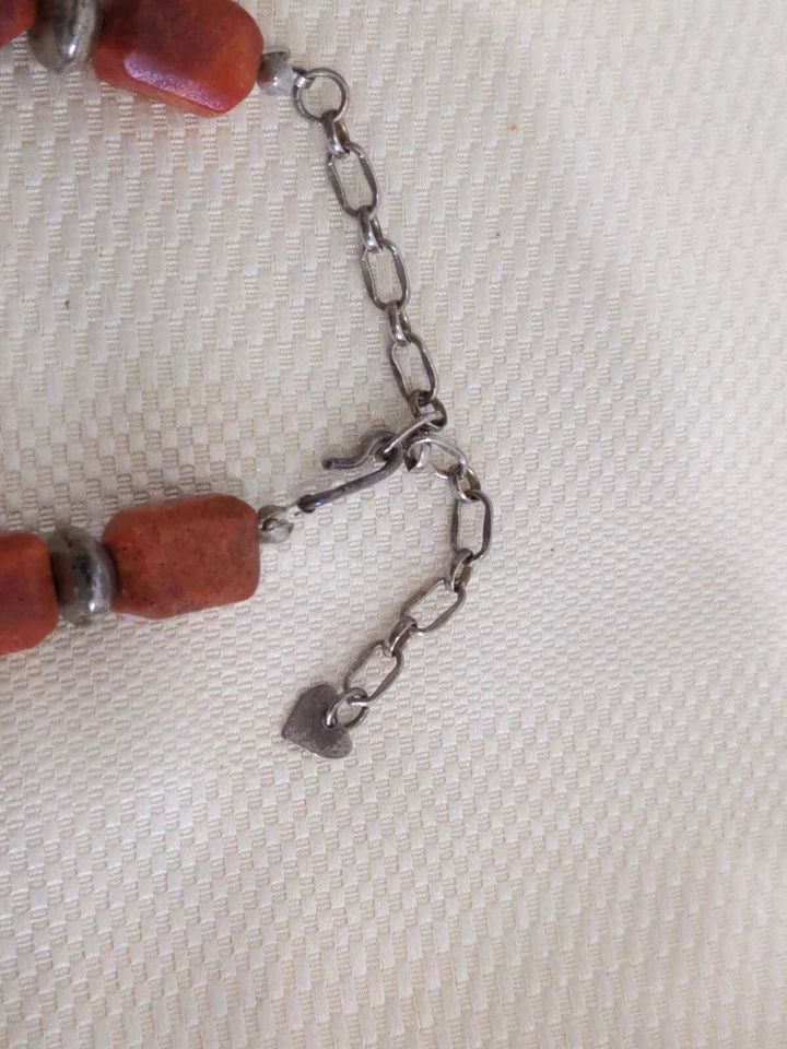 Collar Vintage Jay King Desert Rose Trading Coral Rojo Y Plata 925 Cuentas  Foto 3 de 4