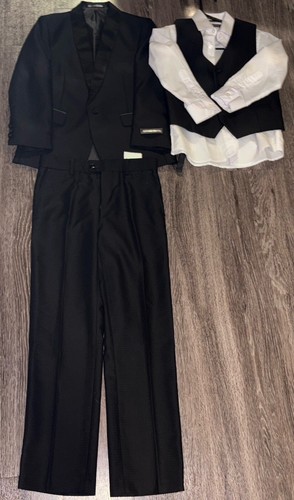 Kids World Of USA Black 4 pc Suit Blazer/White Long Sleeve/Vest/Pants 8 NWT’S - Picture 13 of 15