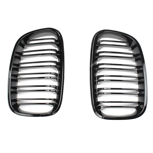 2Pcs Glanz Schwarz Doppelte Nierengitter Grill Für BMW 1Series F20 F21 2012-2014 - Picture 2 of 7