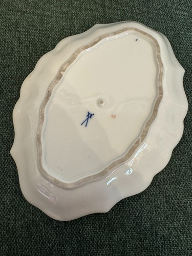 RARE! Meissen Floral 10” Porcelain Oval Serving Platter #620 (?) Late 1930s - Picture 6 of 9