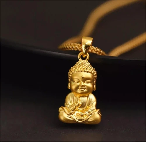 Reines 24K Gelbgold 999 Segen 3D Buddha Anhänger Herren Damen Charm Schmuck 1g - Bild 12 von 12